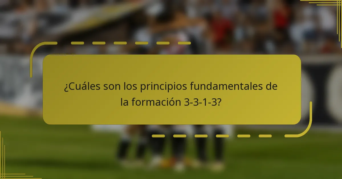 ¿Cuáles son los principios fundamentales de la formación 3-3-1-3?