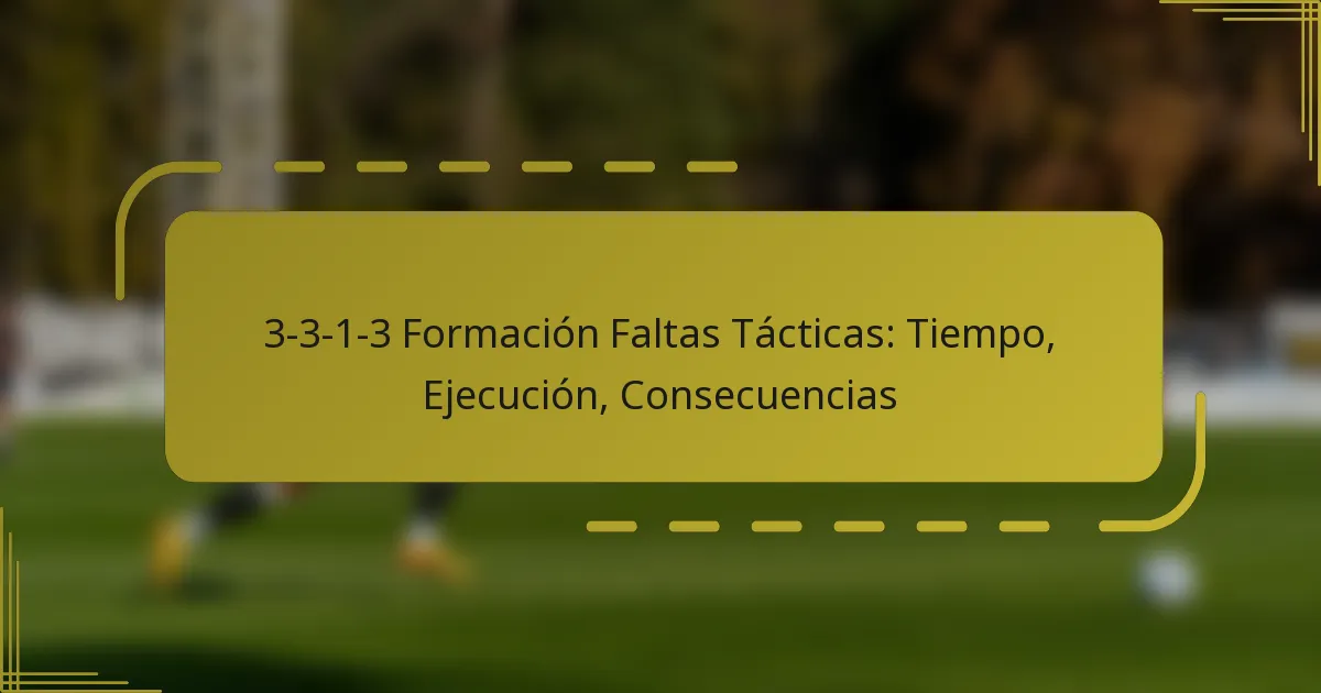 3-3-1-3 Formación Faltas Tácticas: Tiempo, Ejecución, Consecuencias