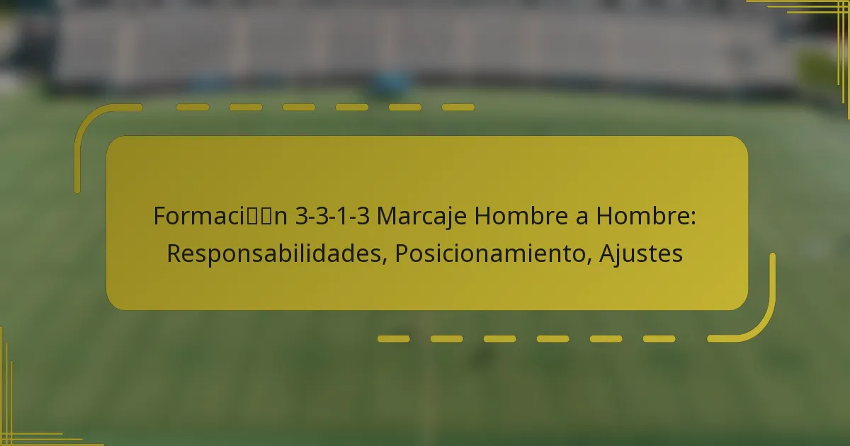Formación 3-3-1-3 Marcaje Hombre a Hombre: Responsabilidades, Posicionamiento, Ajustes
